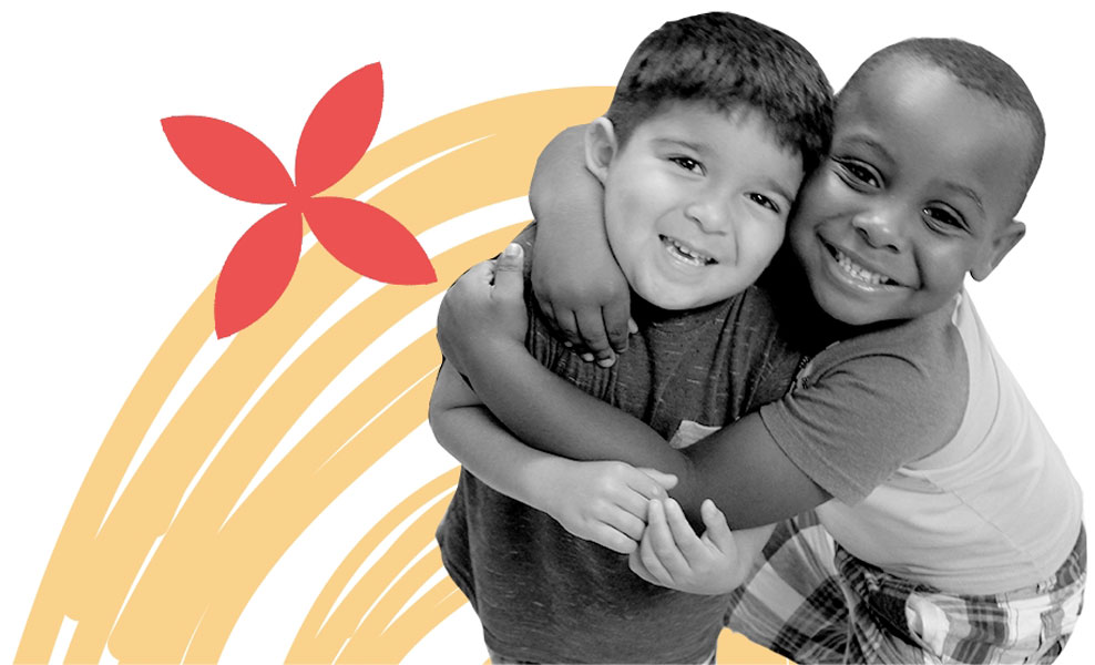 Kids best friends kids hug and smile photo